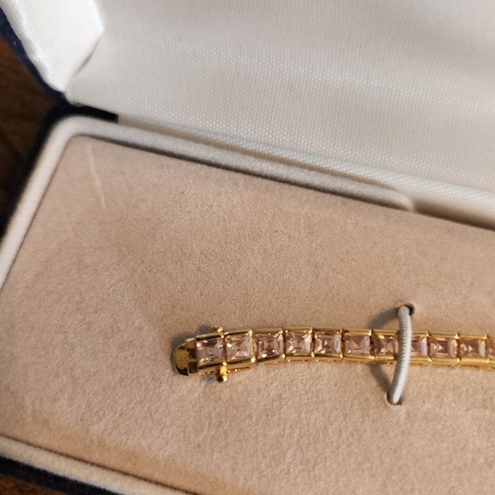 Pink Zirconia Silver Tennis Bracelet - Picture 3 of 7